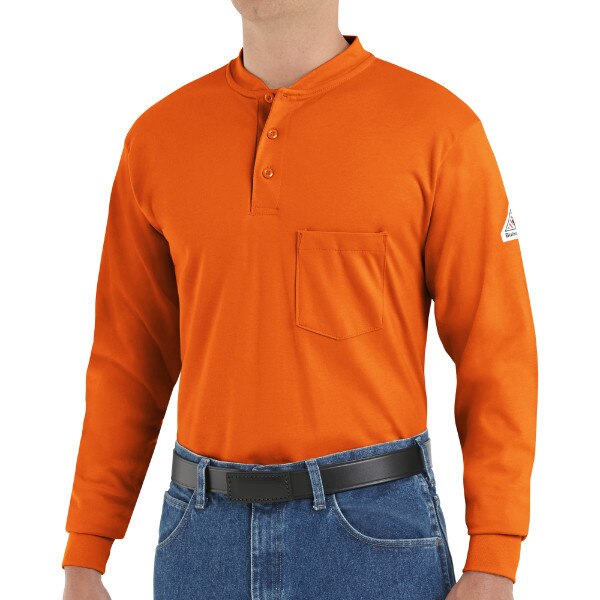 Bulwark Men's FR Lightweight Henley in Orange